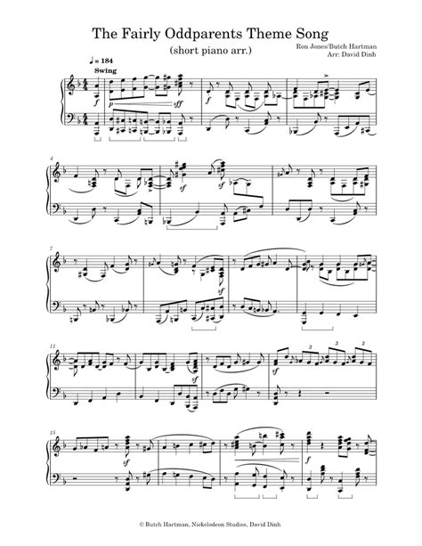 The Fairly Oddparents Theme Song (short piano arr.) .